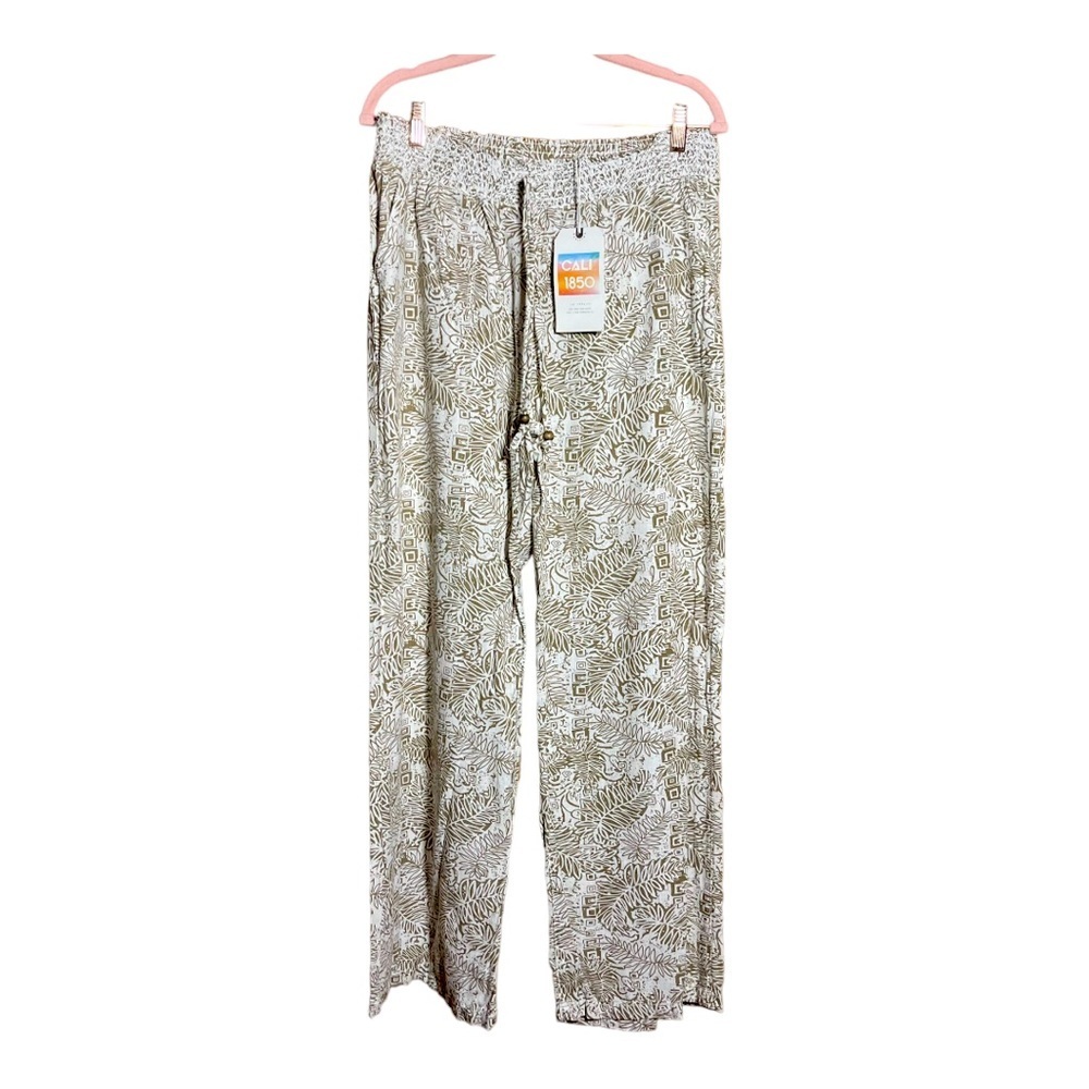 CALI 1850 Wide Leg Linen Blend Pants L NWT